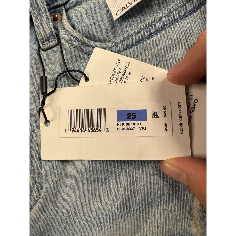 Calvin Klein Jeans Short Womens Size 25 Bermuda High Rise Blue Distressed NWT - Picture 3 of 7